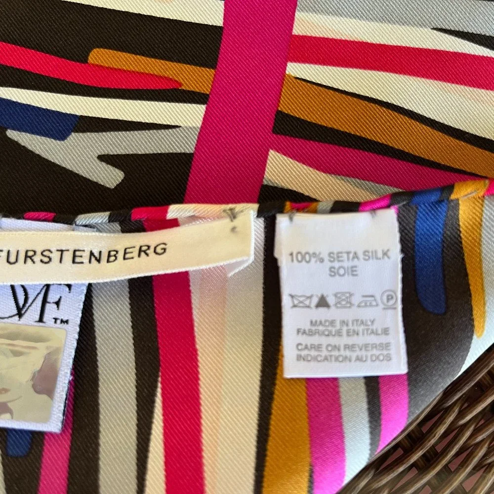 DIANE VON FURSTENBERG DVF LARGE SILK SCARF. BEAUTIFUL MULTICOLOR SCARF - GREAT! - Picture 9 of 10